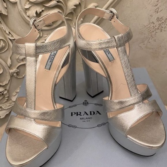 PRADA Silver Sandals Size 41 - Picture 4 of 11
